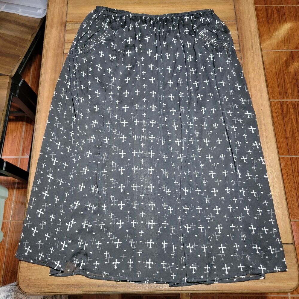 Flutterbye Full Sheer Black Cross Skirt w/ Pockets - Size 3X